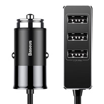Baseus Car Charger Charging Station Splitter 5.5A - 3 USB Ports, 1.5M Cable, Black | CCTON-01
