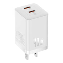 Baseus GaN5 Pro Dual USB-C Fast Charger 40W Adapter - White