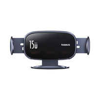 Baseus LightChaser Series Triple-Coil 15W Wireless Charging Car Mount – Electric Car Holder with Auto Clamping and Advanced Protection – Black