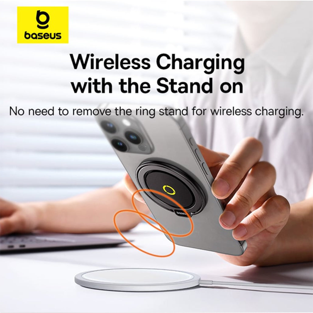 A Photo Of Baseus MagPro Series II Magnetic Ring Phone Holder, Black – Strong Magnetic Grip & 360° Rotation for Versatile Use