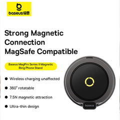 A Photo Of Baseus MagPro Series II Magnetic Ring Phone Holder, Black – Strong Magnetic Grip & 360° Rotation for Versatile Use