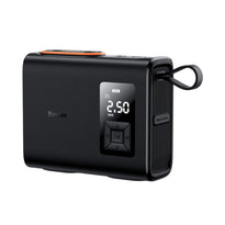 Baseus Mega Energy Pump Dual Cylinder Wireless Inflator - Compact High-Power Tyre Inflator with LCD Display and Emergency LED Light (Black)