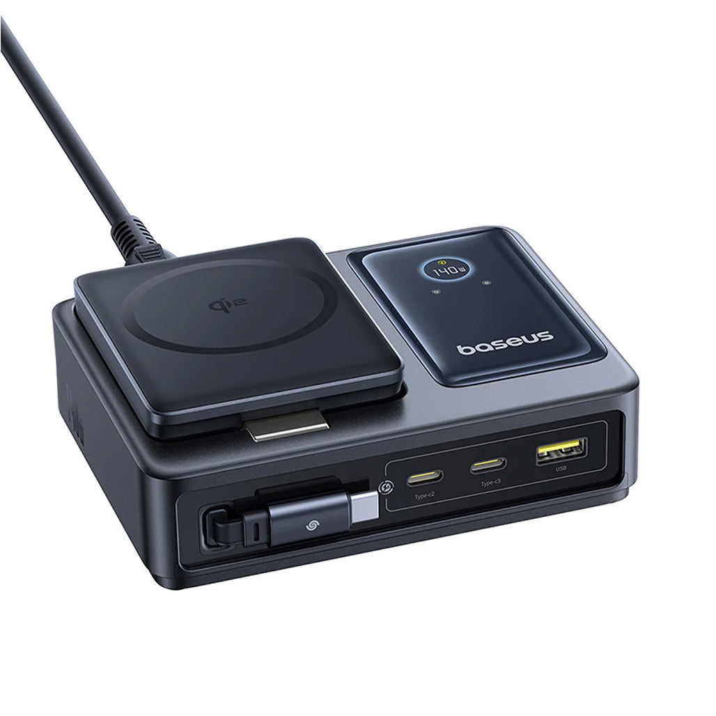 A Photo Of Baseus Nomos 5-in-1 Desktop Charger Qi2 140W | Fast Wireless & USB-C Charging Station