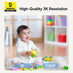 A Photo Of Baseus Security P1 Indoor Camera 3K – 8X Zoom, 360° View, Baby Crying Detection, 2.4G/5G WiFi
