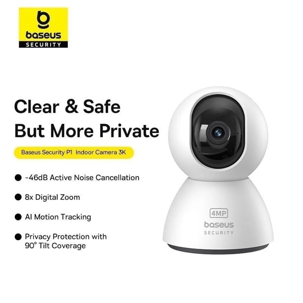 A Photo Of Baseus Security P1 Indoor Camera 3K – 8X Zoom, 360° View, Baby Crying Detection, 2.4G/5G WiFi