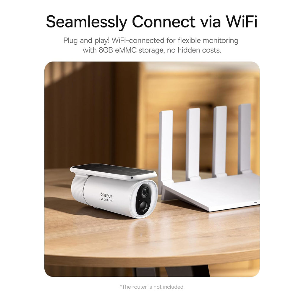 A Photo Of Baseus Security S1 Outdoor Camera 2K – Solar-Powered, Wide 145° FOV, and Smart AI Monitoring