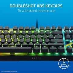 A Photo Of Razer BlackWidow V4 X Fortnite Edition Keyboard - Yellow Switches, Full-Size with RGB Lighting