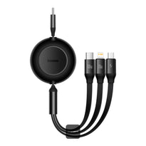 Baseus Bright Mirror 2 Series Retractable 3-in-1 Cable | 100W Fast Charging Data Cable | Type-C to Type-C + Lightning + Micro USB | 1.1M - Black