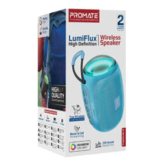 A Photo Of Promate Capsule-3 LumiFlux Wireless Speaker - Blue | 5W Bluetooth Speaker with RGB Lights