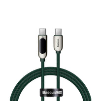 Baseus LED Display Fast Charging Data Cable Type-C to Type-C 100W 5A, 2M – High-Speed Green Charging Cable with Smart Monitoring