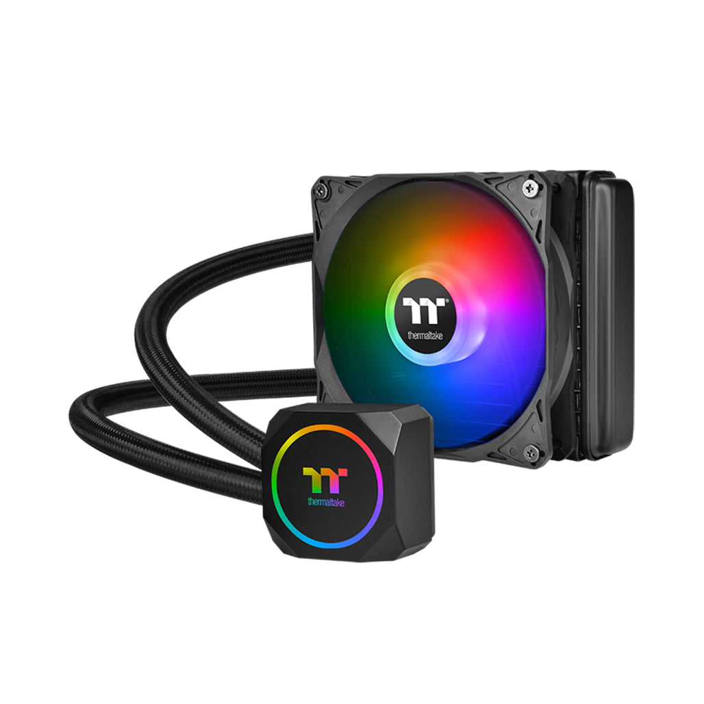 A Photo Of Thermaltake TH120 ARGB Sync AIO Liquid Cooler – High-Performance 120mm Radiator with RGB Lighting
