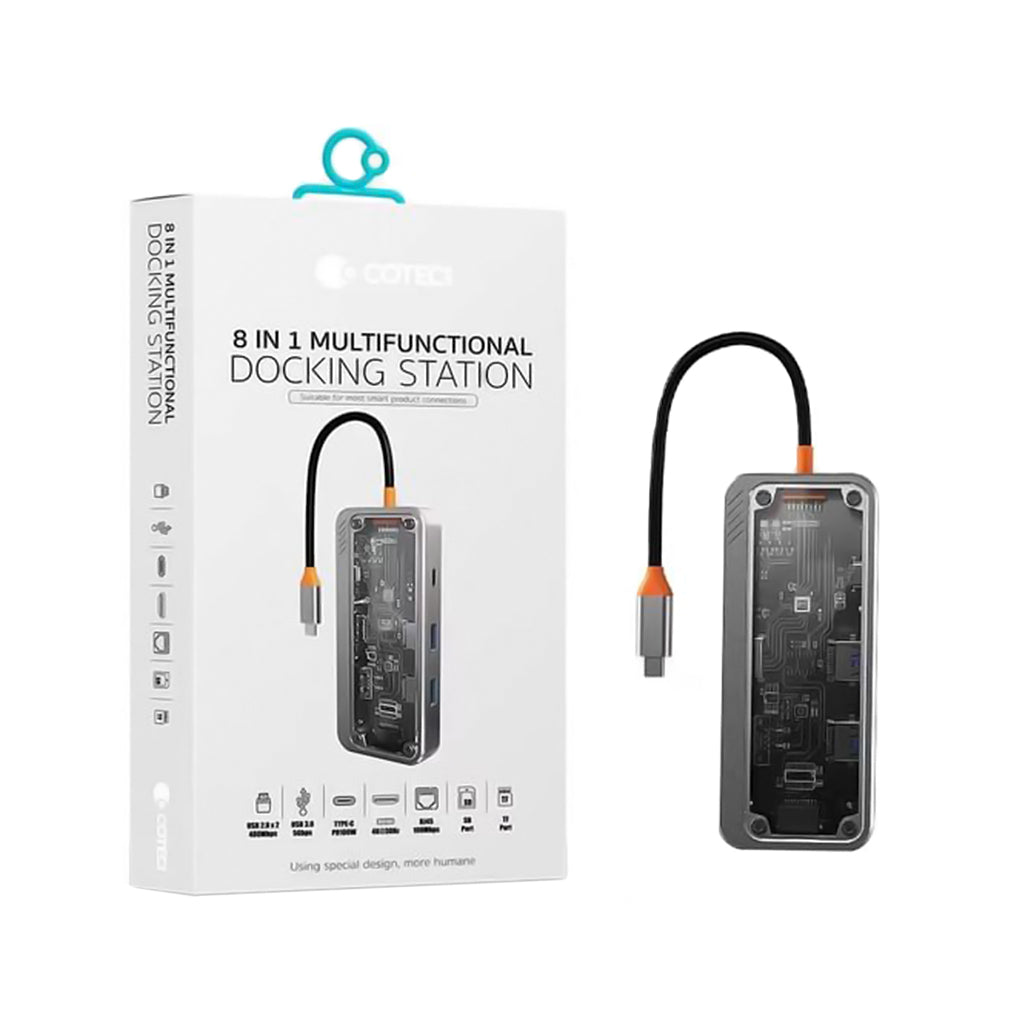 A Photo Of COTEetCI 8-in-1 Multifunctional Docking Station – USB 3.0, Type-C PD100W, HDMI 4K, and More