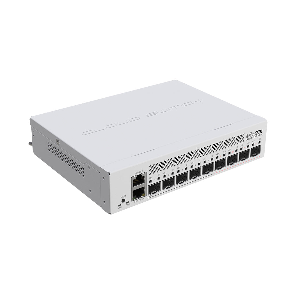 A Photo Of MikroTik CRS310-1G-5S-4S+IN - 10 Gigabit Fiber Switch with 1G SFP, 10G SFP+, and PoE-in