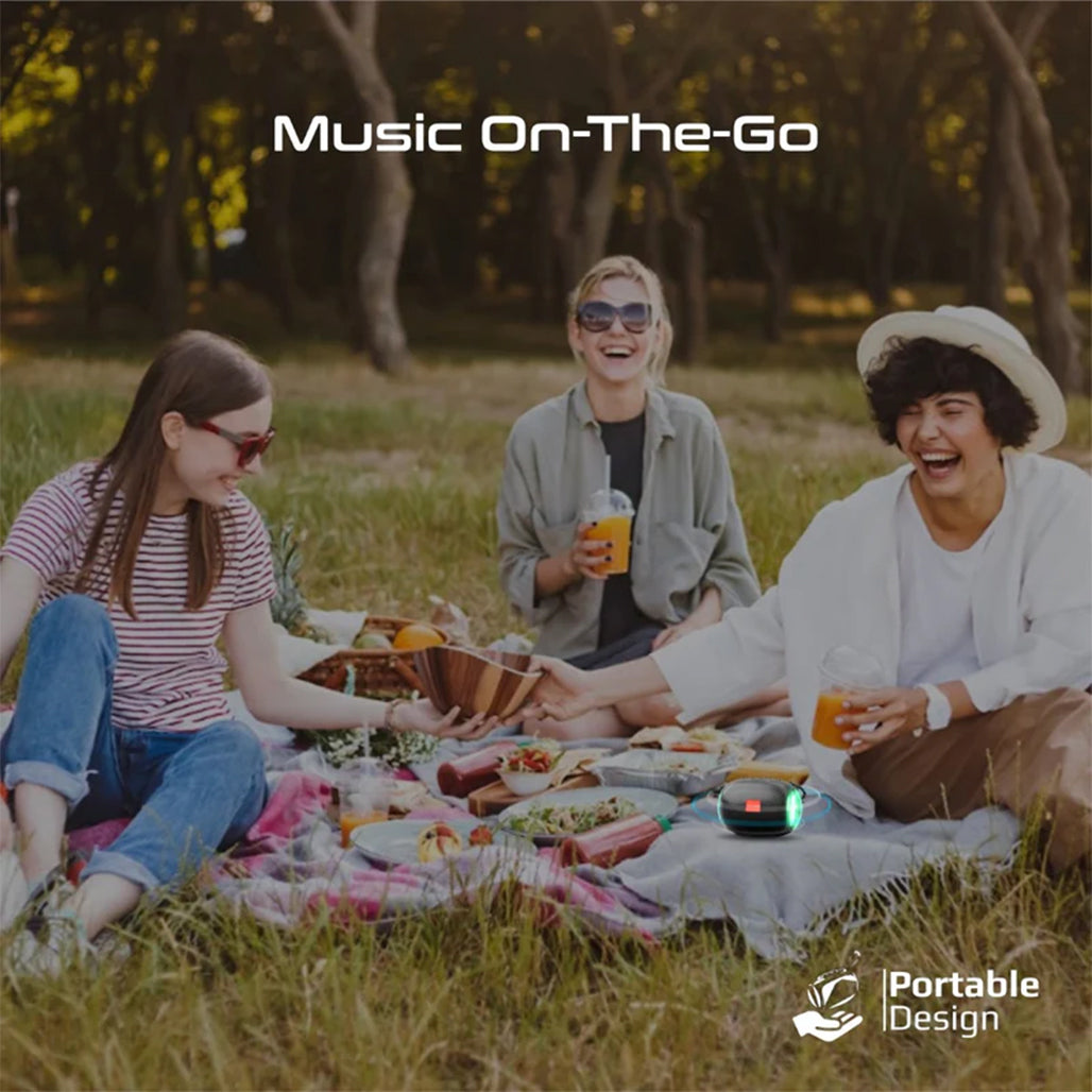 A Photo Of Promate Capsule-3 LumiFlux Wireless Speaker - Black | 5W Bluetooth Speaker with RGB Lights