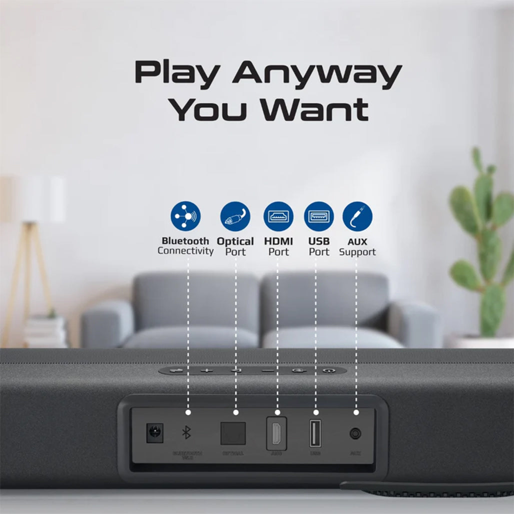 A Photo Of Promate CastBar-120 - 120W Ultra-Slim Soundbar with Built-in Subwoofer