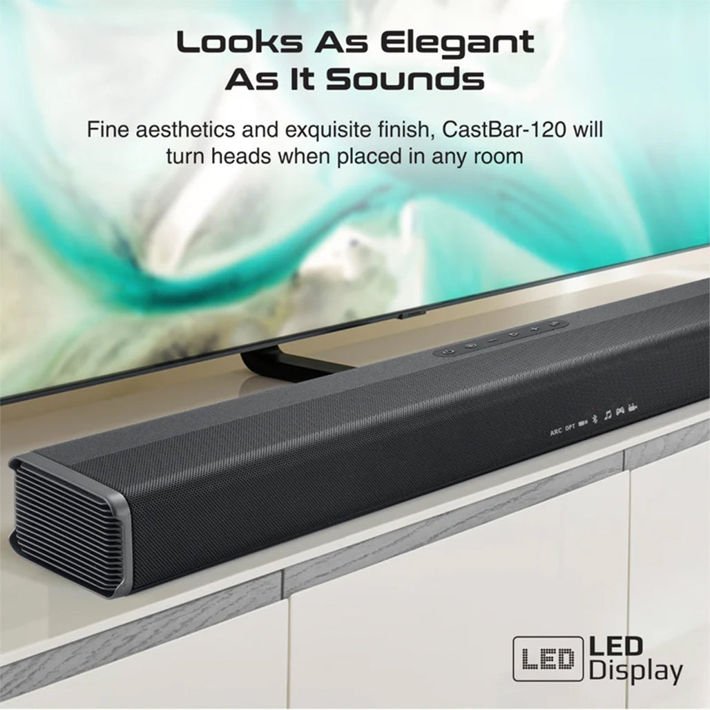 A Photo Of Promate CastBar-120 - 120W Ultra-Slim Soundbar with Built-in Subwoofer