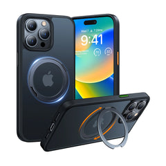 A Photo Of Torras Black Ostand R - iPhone 15 Pro Max MagSafe Case with 360° Rotating Stand and Military Grade Protection