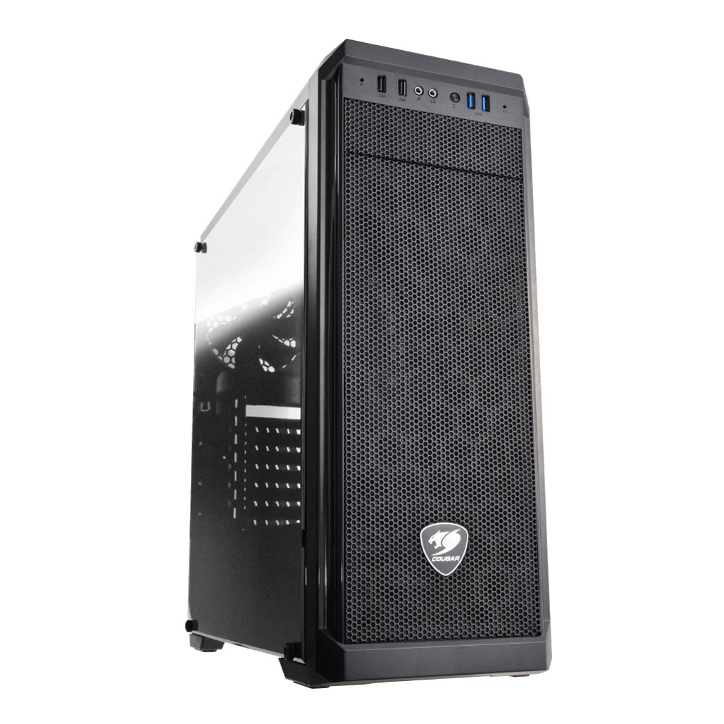A Photo Of Cougar MX330-G Mid-Tower Gaming Case with Tempered Glass Window – Sleek Design, Superior Cooling, and Ample Space for Upgrades
