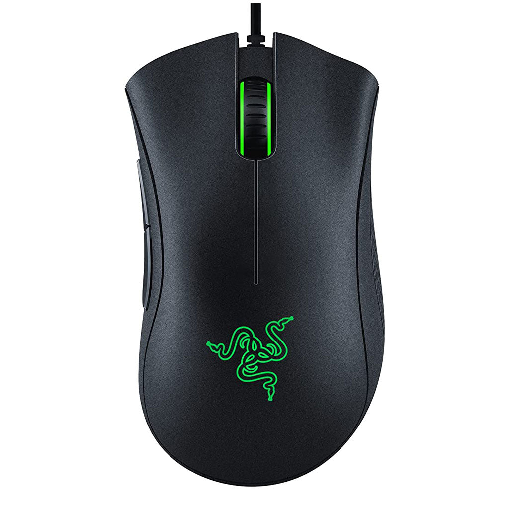 A Photo Of Razer DeathAdder Essential - Wired Optical Gaming Mouse with 6400 DPI Sensor and Single-Color Green Lighting
