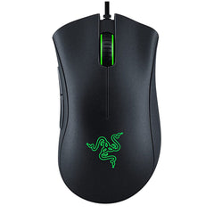 A Photo Of Razer DeathAdder Essential - Wired Optical Gaming Mouse with 6400 DPI Sensor and Single-Color Green Lighting