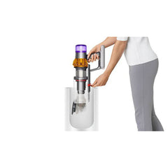 A Photo Of Dyson V15 Detect, Dyson’s most powerful, most intelligent cordless vacuum. With laser illumination.