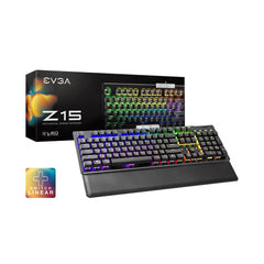 A Photo Of EVGA Z15 - RGB Wired Full-size Mechanical Gaming Keyboard - Linear Silver Switches | 821-W1-15US-KR