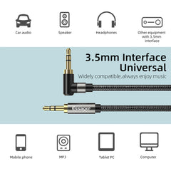 A Photo Of Essager AUX 3.5mm Audio Jack HiFi Elbow Adapter Cable 1.5M - EYP35-WTA01