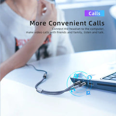 A Photo Of ESSAGER Splitter Audio Jack 3.5mm Female to Dual Male Headphone & Microphone Adapter – EYPS35-TLB0G