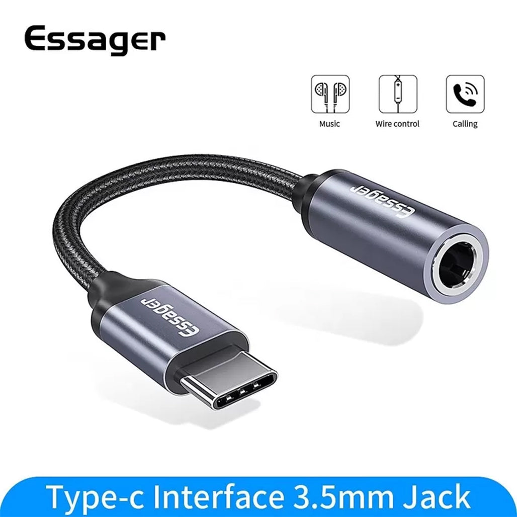 A Photo Of Essager USB Type-C to 3.5mm Jack Aux Audio Headphone Adapter