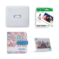 A Photo Of Fujifilm Instax Wide Link Smartphone Printer Photo Kit – White | Includes Film, Acrylic Stand & Album