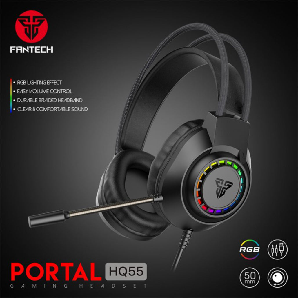 A Photo Of Fantech HQ55 Portal - Lightweight Gaming Headset with Leatherette Cushions and RGB Lighting
