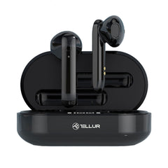 A Photo Of Tellur Flip Bluetooth True Wireless Earphones – Black – Lightweight with Touch Control and Display Charging Case