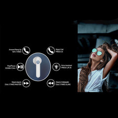 A Photo Of Tellur Flip Bluetooth True Wireless Earphones – White – Lightweight with Touch Controls and Battery Status Display