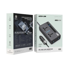A Photo Of Green Lion GC-250 Car Inverter 200W - Black | 6-Port Power Device with Fast Charging