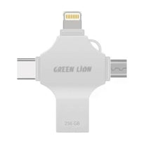 Green Lion 4-in-1 USB Flash Drive 256GB - Silver | GN4IN1USB256SL