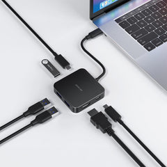 A Photo Of Green Lion GHB-7 7-in-1 USB-C Hub - High-Speed Data Transfer, 4K HDMI, 100W Power Delivery, Black