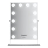 Green Lion Glam Shine Makeup Mirror with 12 LED Lights and 360° Rotation – White