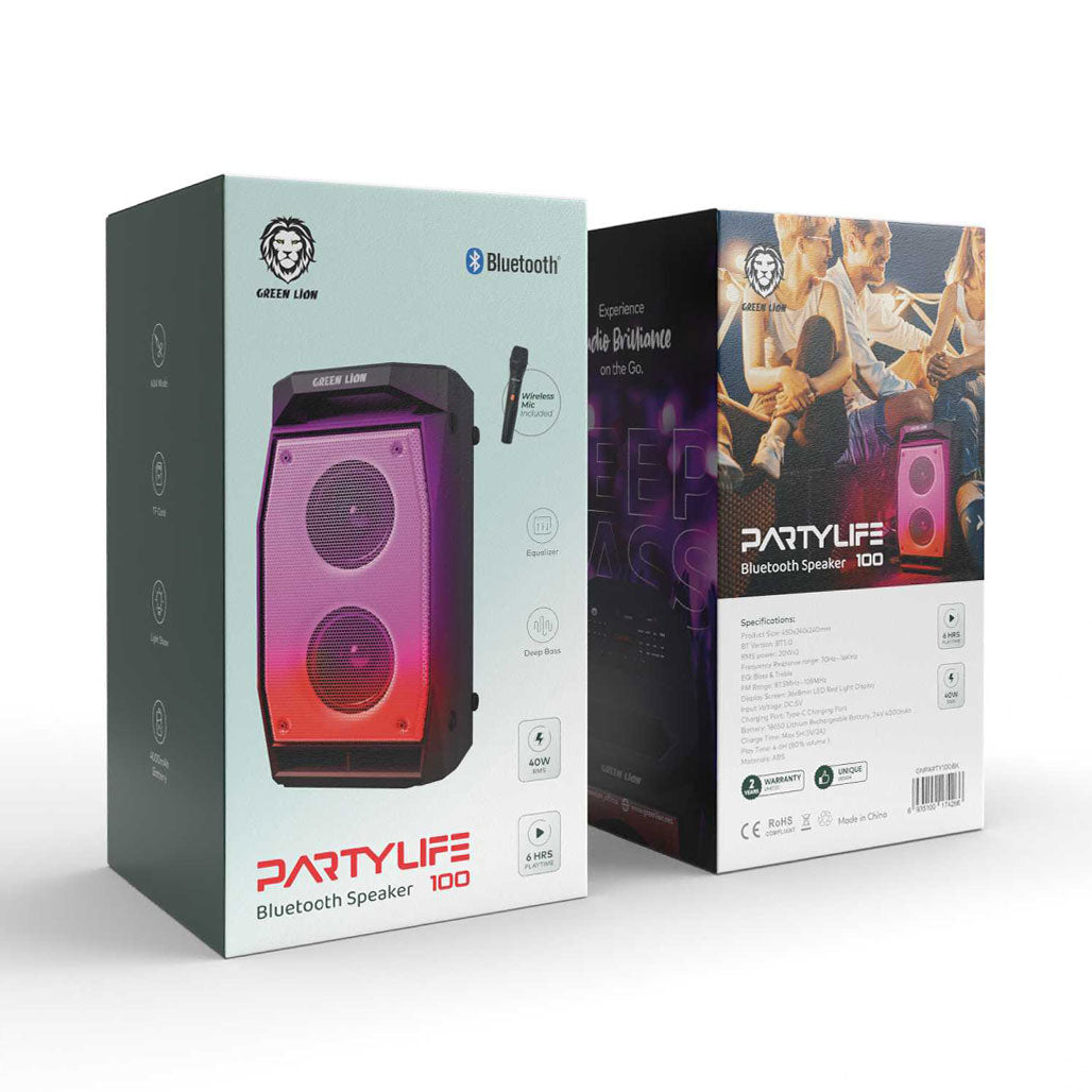 A Photo Of Green Lion Partylife 100 Bluetooth Speaker - GNPARTY100BK