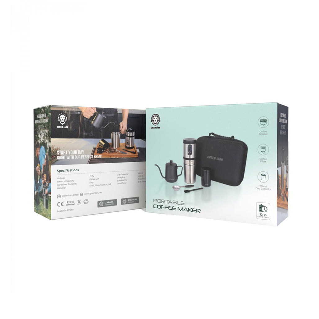 A Photo Of Green Lion Portable Coffee Maker Kettle Stainless Steel - Black