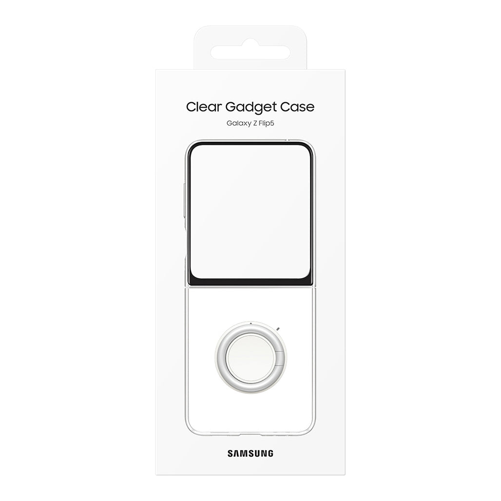 A Photo Of Samsung Galaxy Z Flip5 Clear Gadget Case EF-XF731CTEGUS | Transparent, Eco-Friendly, Customizable Protection