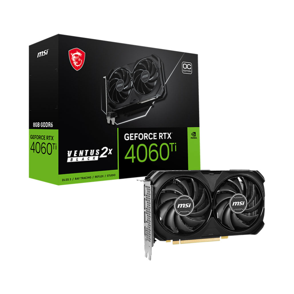 A Photo Of MSI GeForce RTX™ 4060 Ti Ventus 2X Black 8G OC – Efficient Gaming and Creative Graphics Card with Advanced Cooling