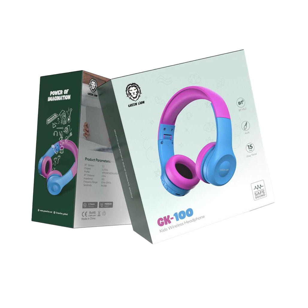 A Photo Of Green Lion Gk-100 Kid Headphone - Blue/Pink