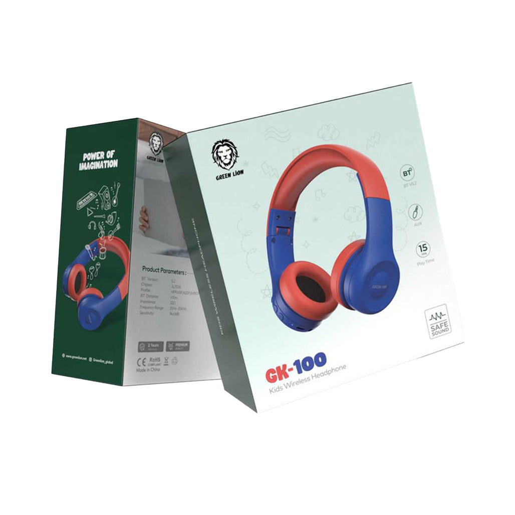 A Photo Of Green Lion Gk-100 Kid Headphone - Blue/Red