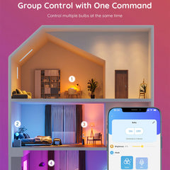 A Photo Of Govee RGBWW Smart LED Bulb (4 Pack) - App & Voice-Controlled, Music Sync, DIY & Group Control
