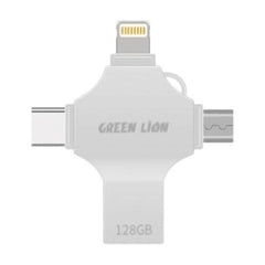 A Photo Of Green Lion 4-in-1 USB Flash Drive 128GB - Silver | GN4IN1USB128SL