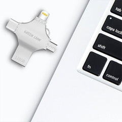 A Photo Of Green Lion 4-in-1 USB Flash Drive 128GB - Silver | GN4IN1USB128SL