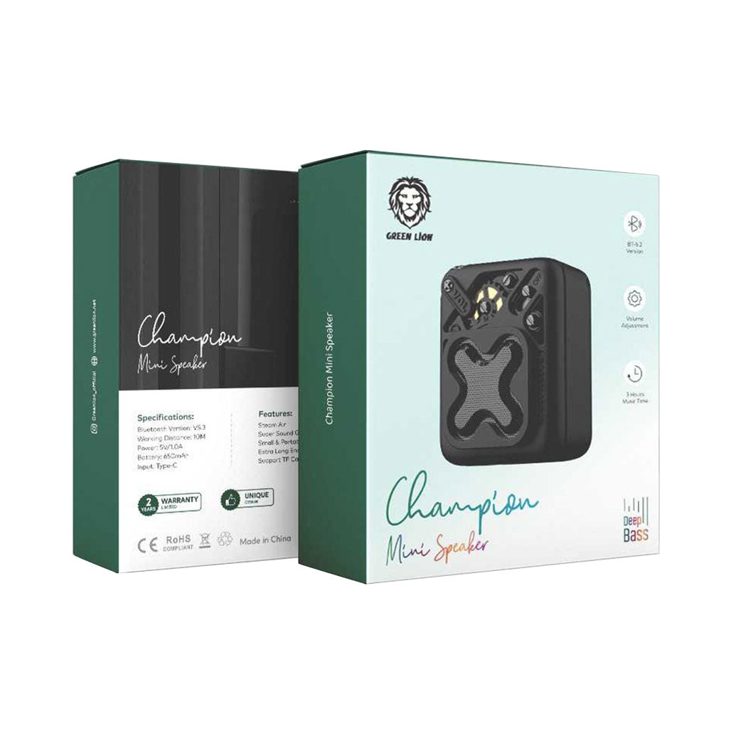 A Photo Of Green Lion Champion Mini Speaker - Black - GNCHAMPSPBK