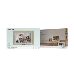 A Photo Of Green Lion 10.1-Inch Digital Picture Frame with Touchscreen & Wooden Finish