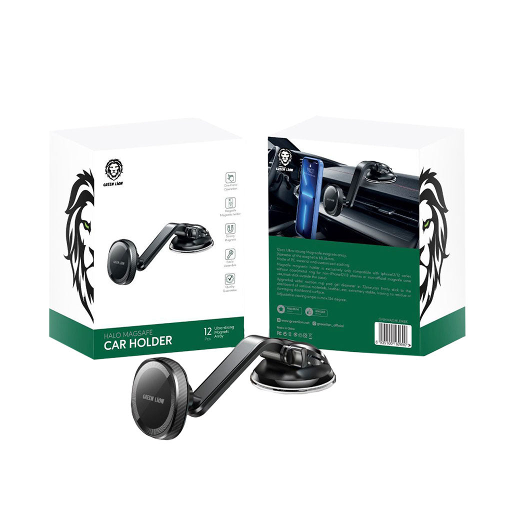 A Photo Of Green Lion Halo Magsafe Car Holder - Black