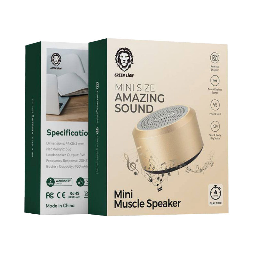 A Photo Of Green Lion Mini Muscle Speaker - Gold - GNMINIMSLSPGD